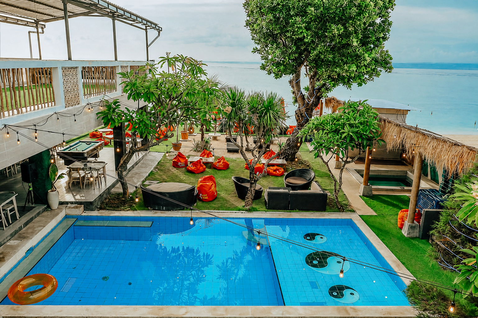Pool and ocean overview at 3 Monkeys Beach Club