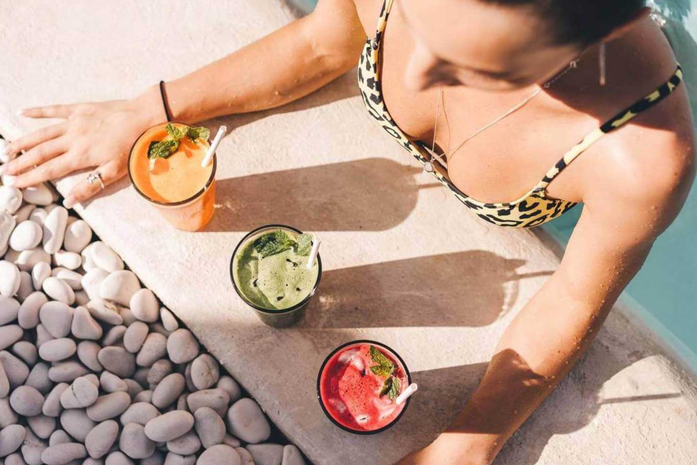 Cocktail set beside the pool at Alternative Beach