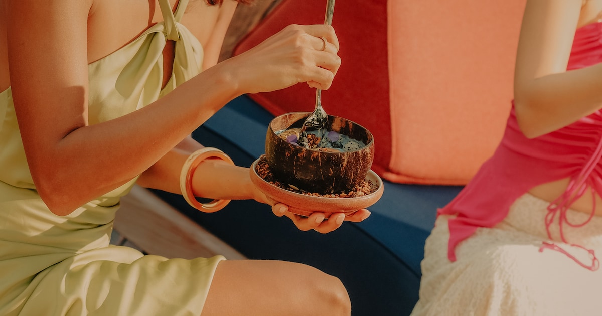 A dish served in a coconut shell