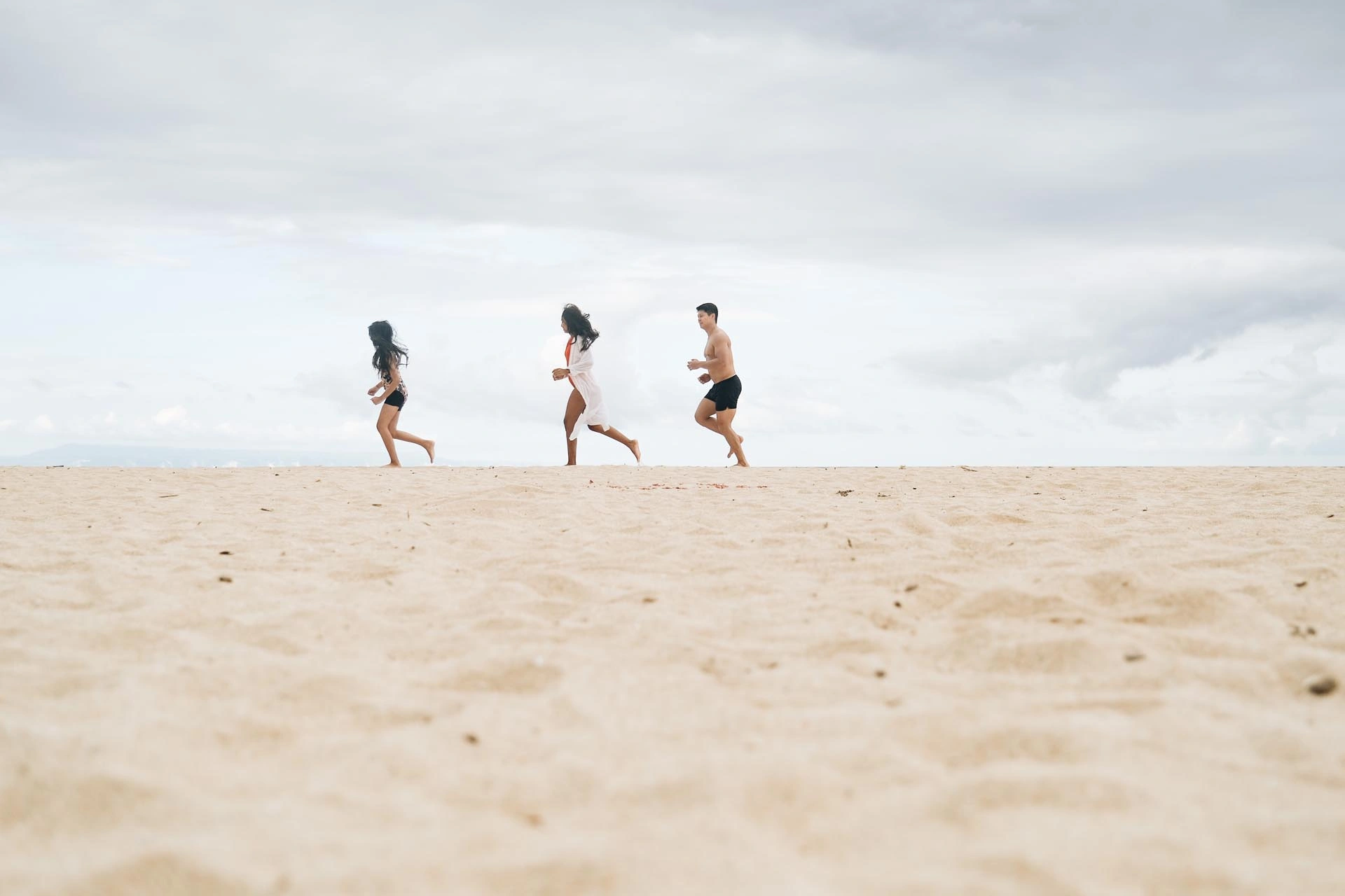 Walking and running on the beach in softer light