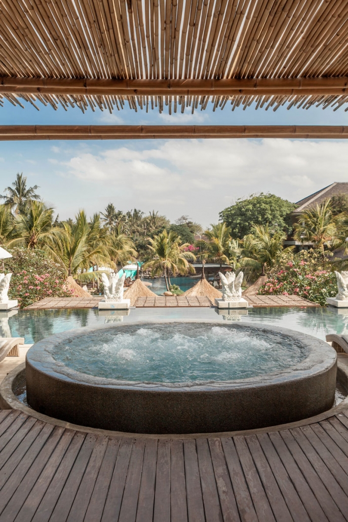 Azul Beach Club — Round pool beneath the bamboo roof