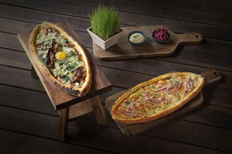 Freshly baked pizzas