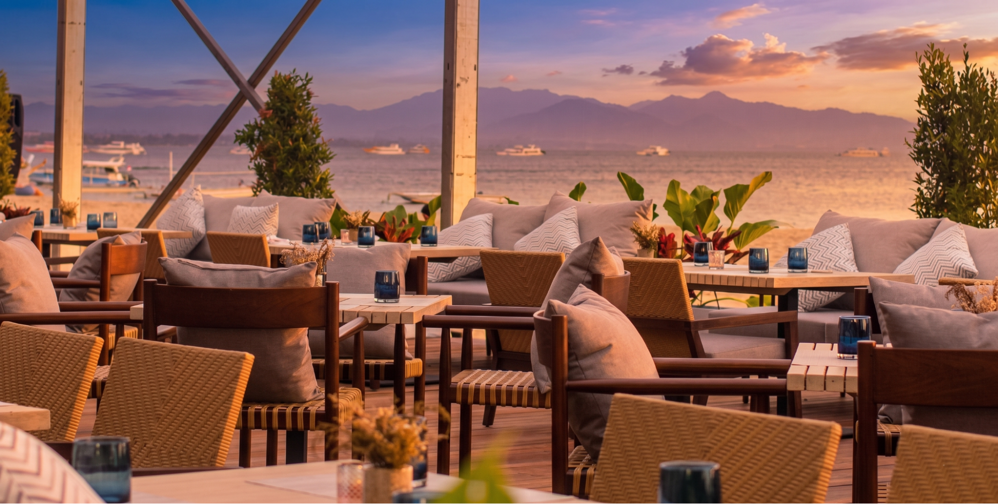 Bali Beach Bar & Grill — Seafront dining in the evening