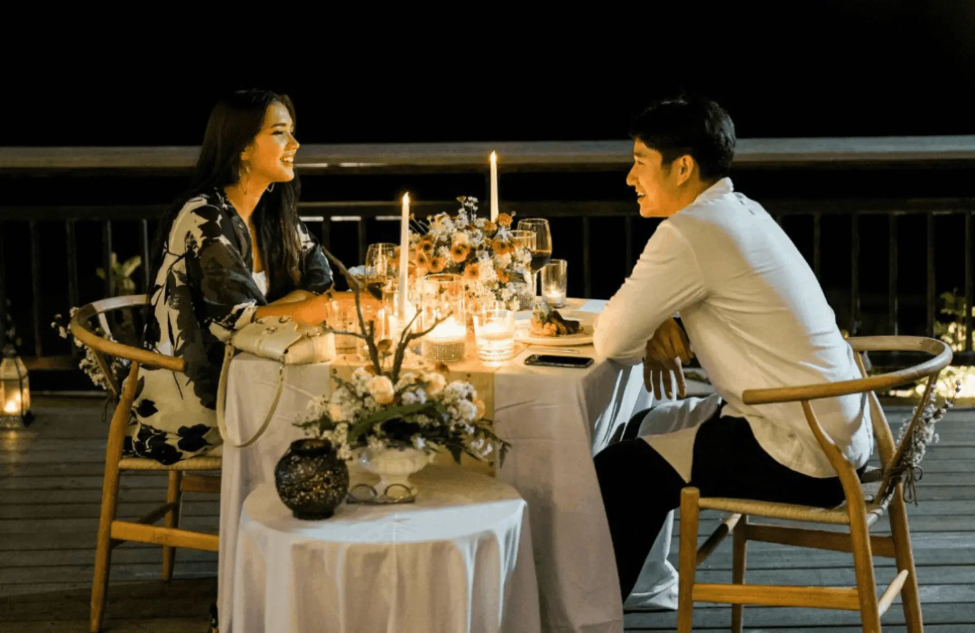 Canna Bali — Dinner on the terrace after dark