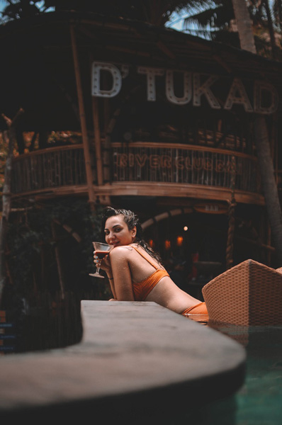 Timber bar beside the pool