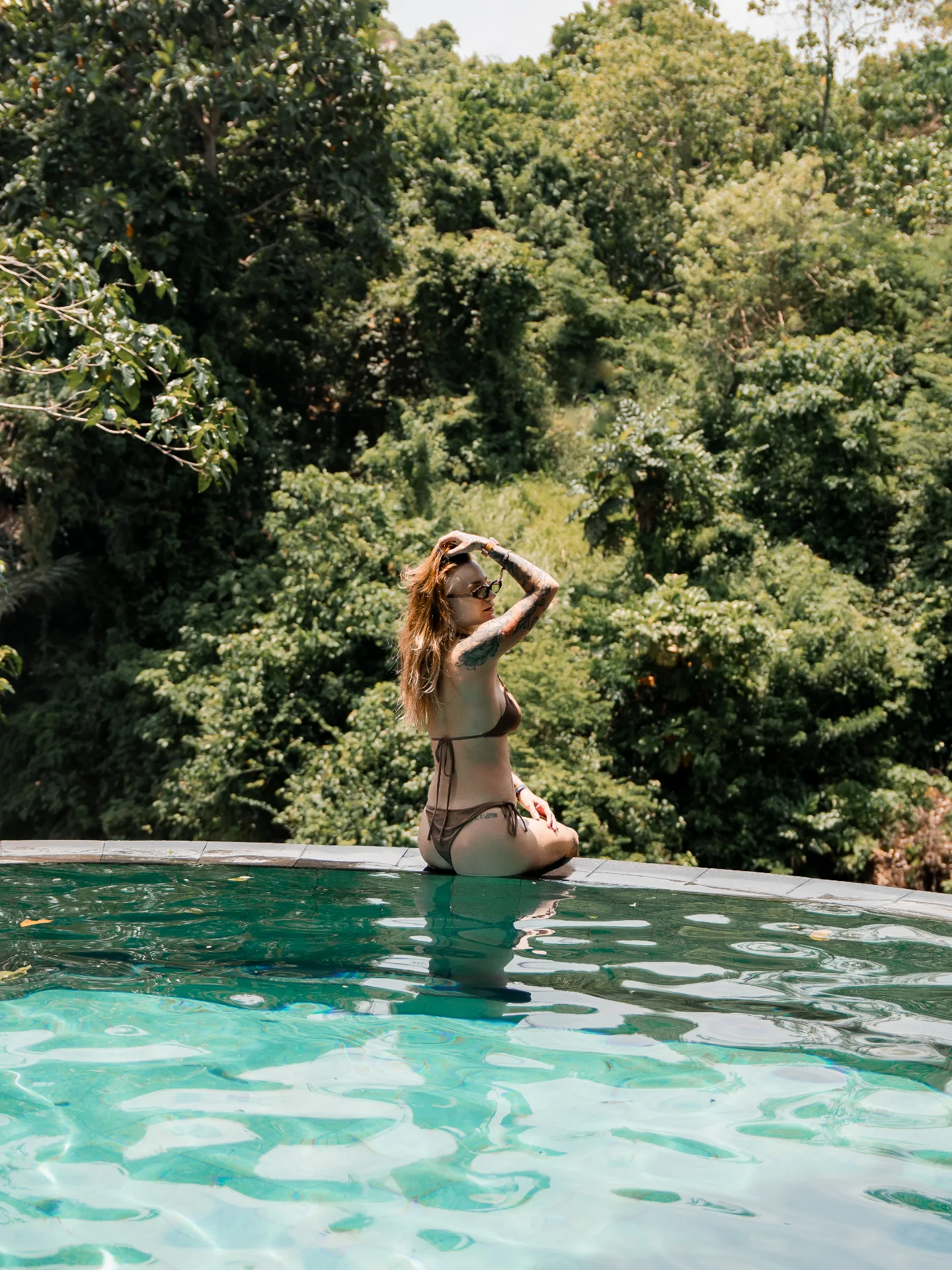 Daylight at the pool overlooking greenery