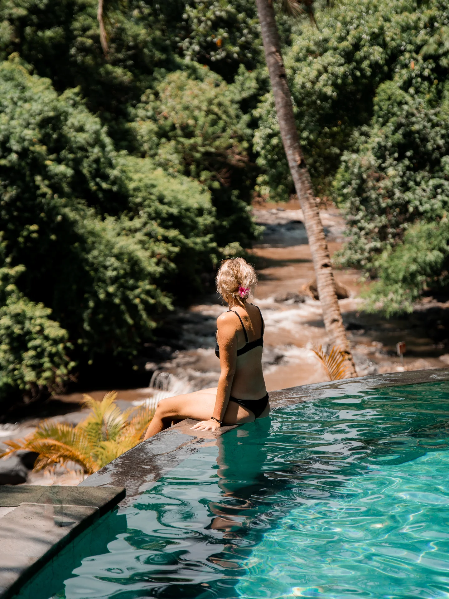 Poolside overlooking the river in daylight