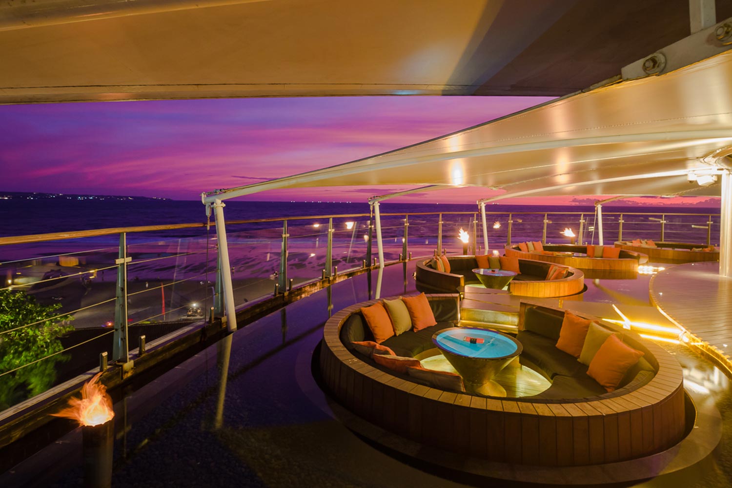 Double-Six Rooftop Sunset Bar — Evening sky and rooftop lights