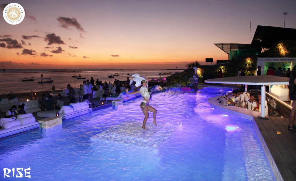 Evening poolside mood at Ibiza In Bali Beach Club