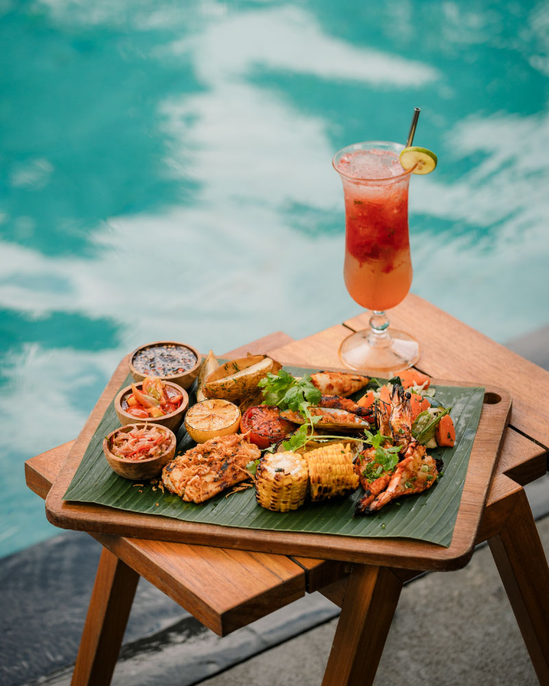 Barbecue poolside