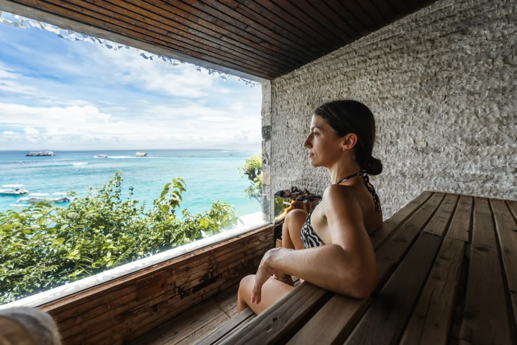 Sea-facing sauna at the Sundeck