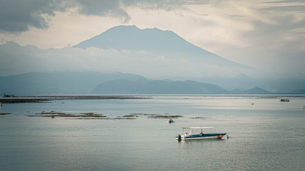 Soft light over the sea and Mount Agung
