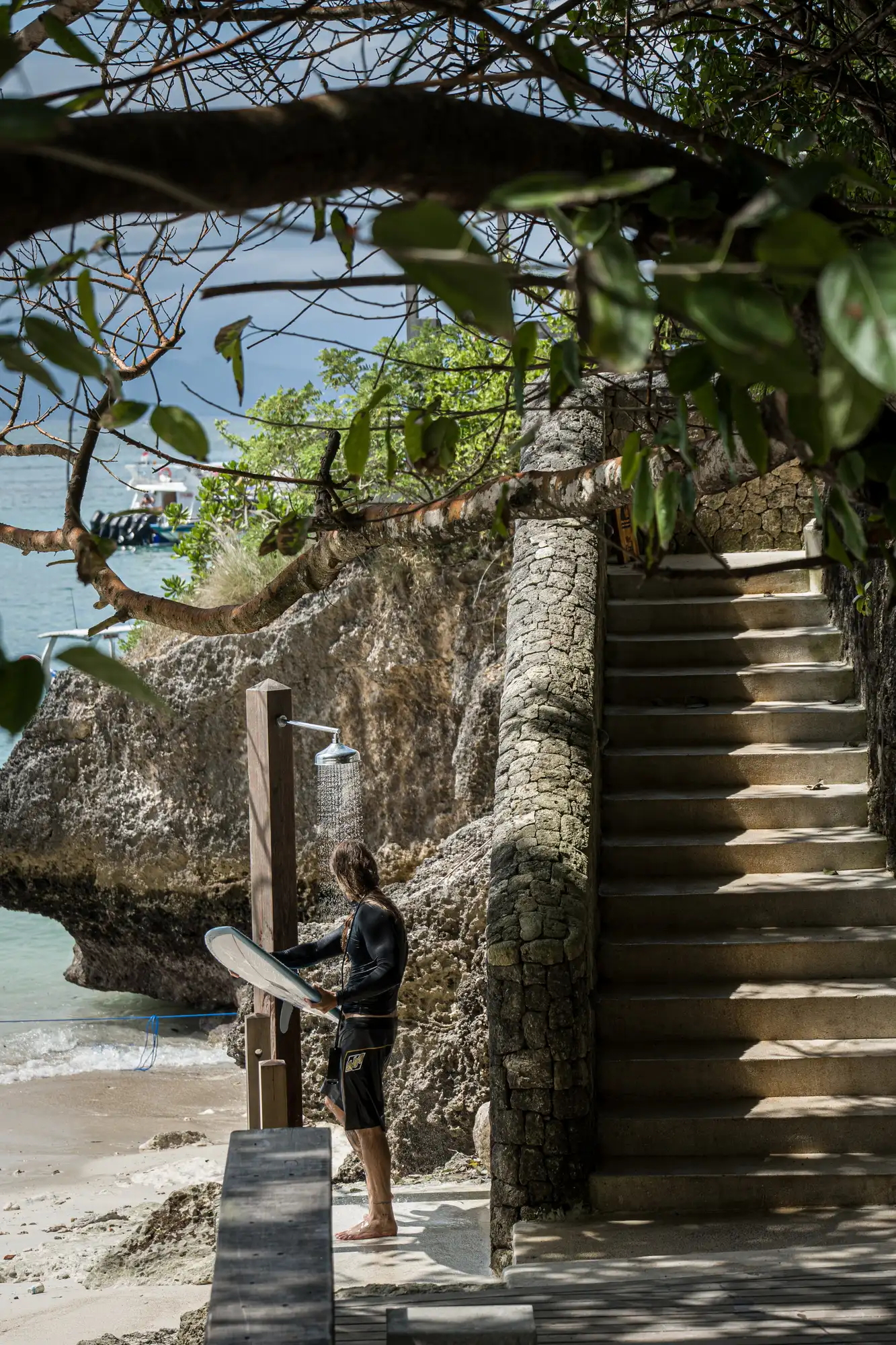 Steps connecting the beach and buildings
