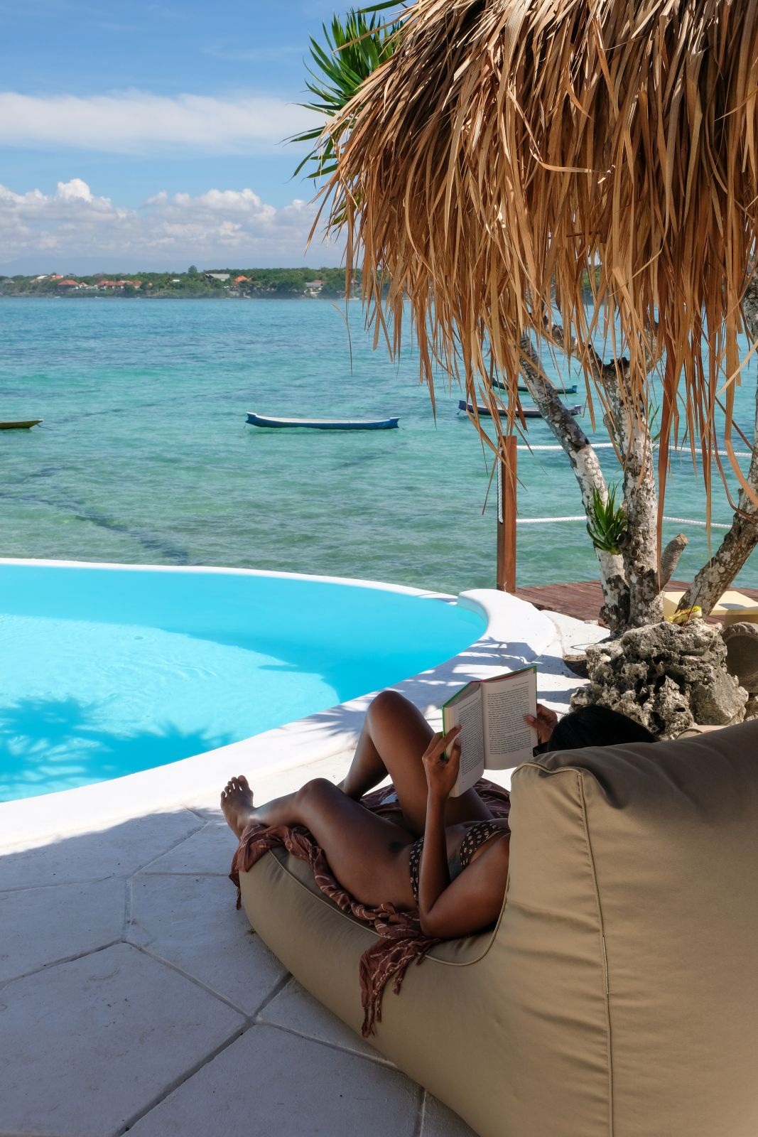 Relaxing beside the pool
