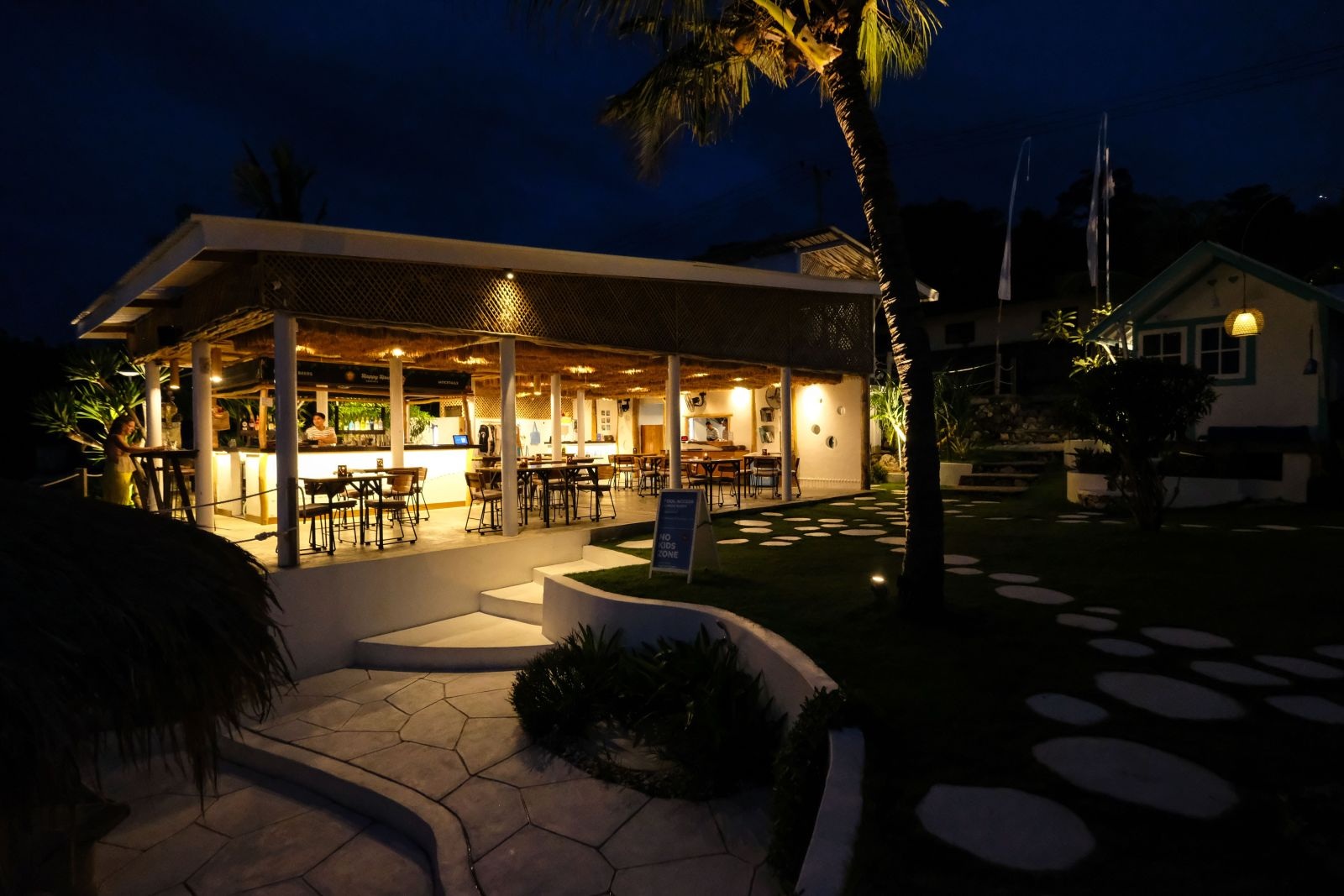 Restaurant lights at night