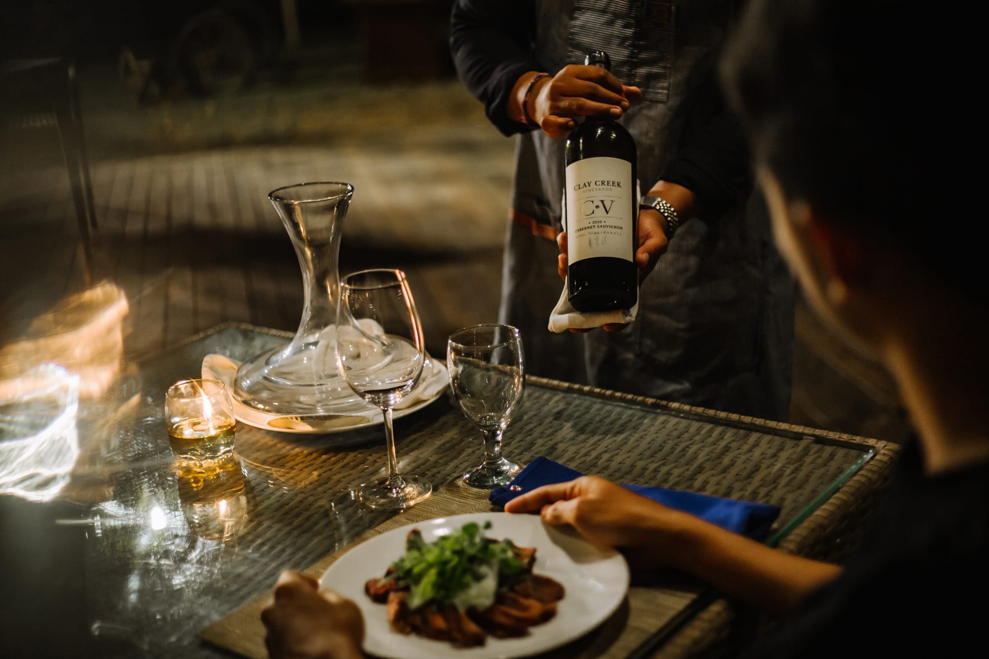 Evening dining and wine atmosphere