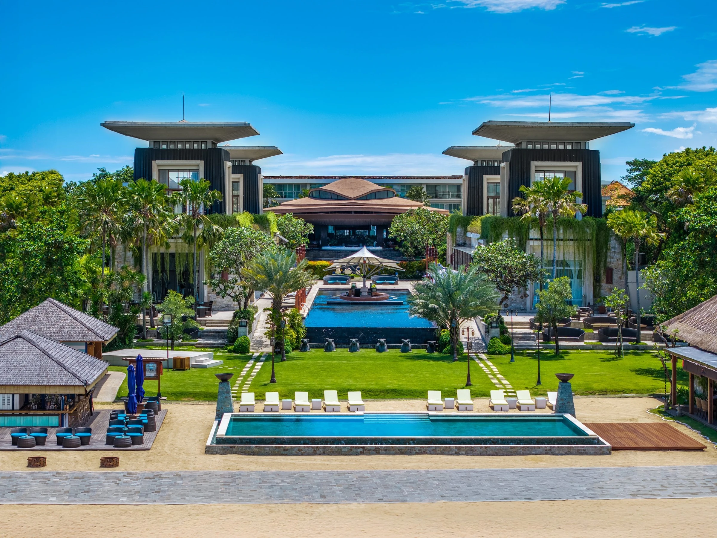 Club architecture from the beach