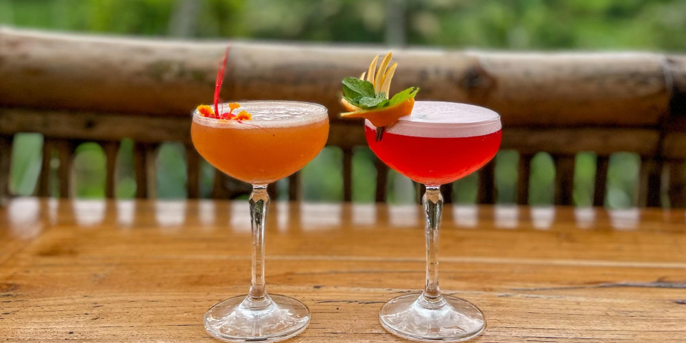 Koktail sambil memandang sawah