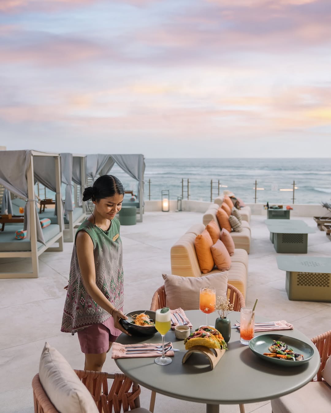 Seaside dining toward evening