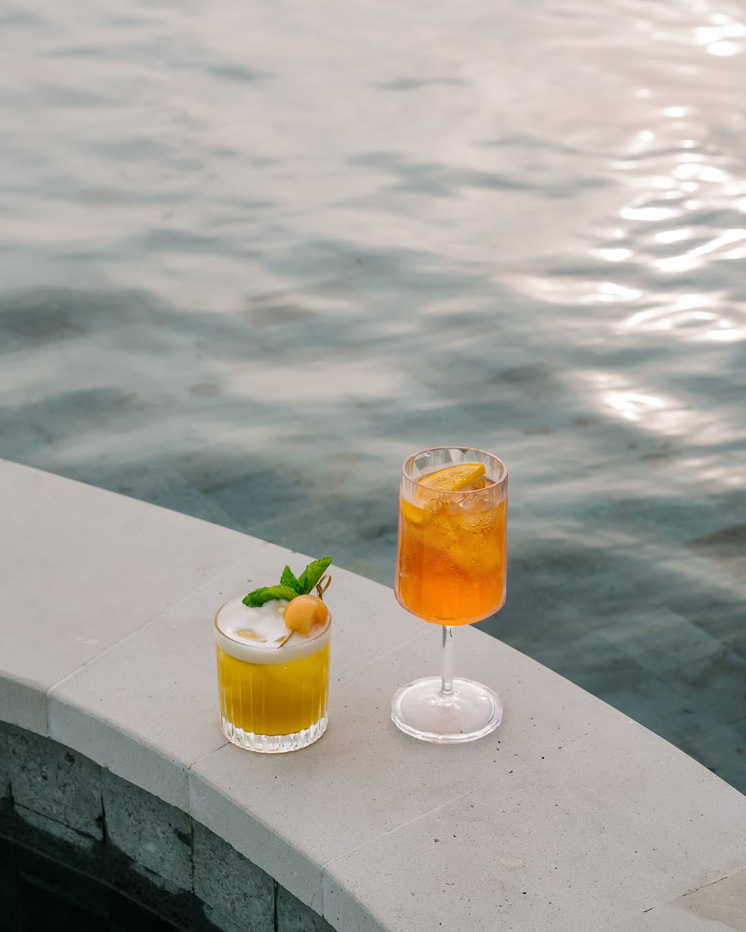 Cocktails beside the water