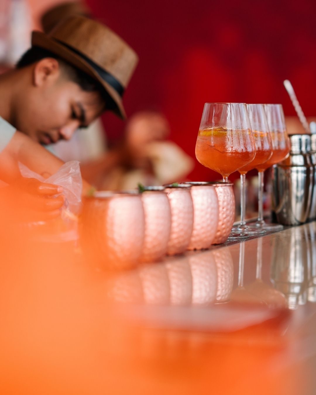 Drinks prepared at the bar
