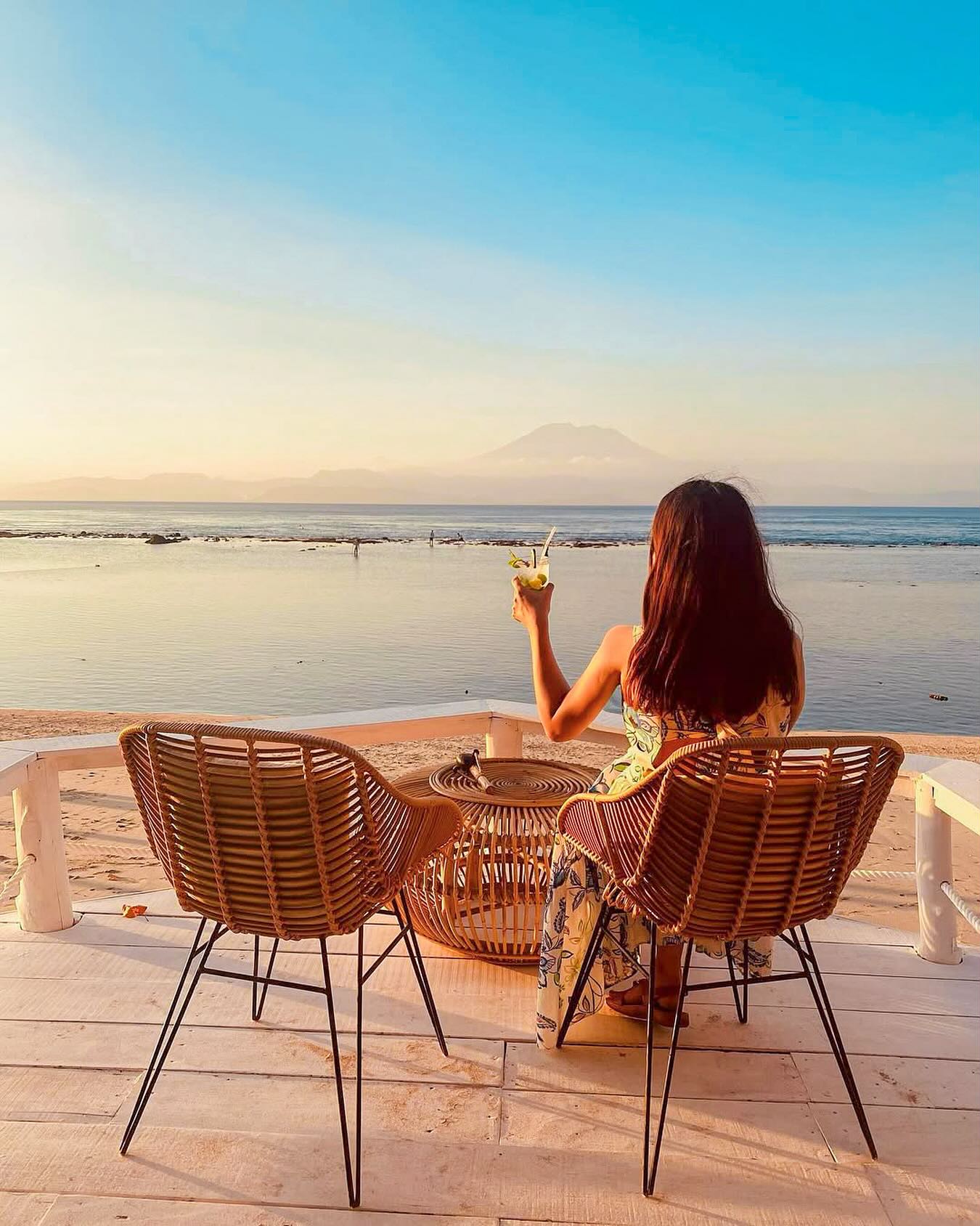An evening drink beside the sea