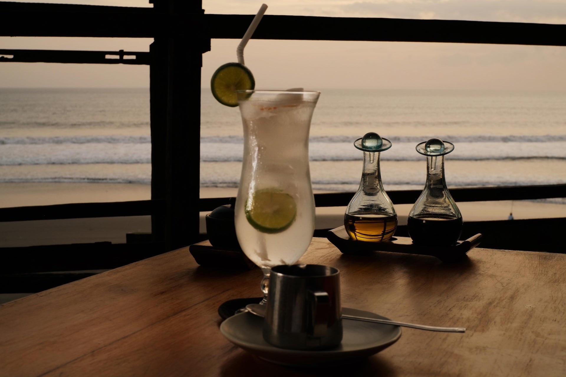 Evening drink facing the sea