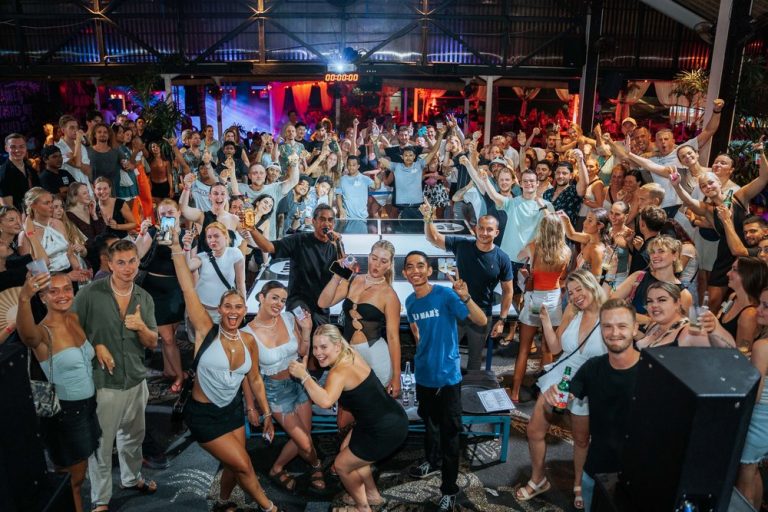 A large crowd enjoying the night at Old Man’s