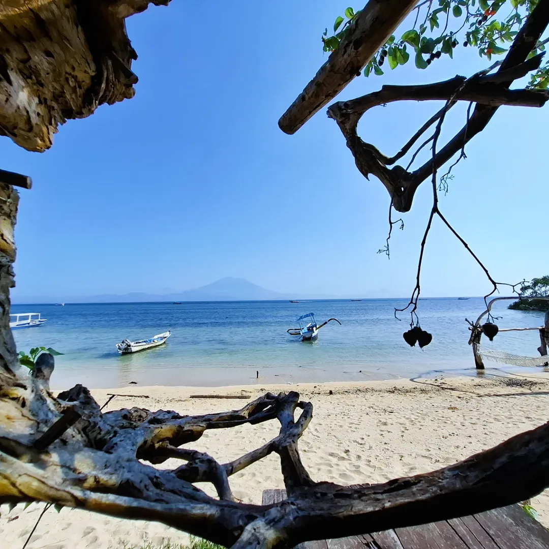 Framed beach view at Agung Beach Club