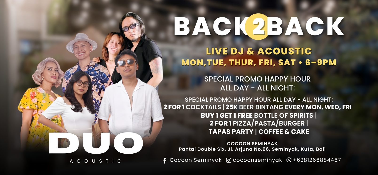 Cocoon Day Club Back2Back Live DJ & Acoustic