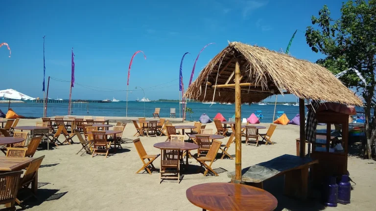 Dream Island Bali Beach Club beach seating and sea overview