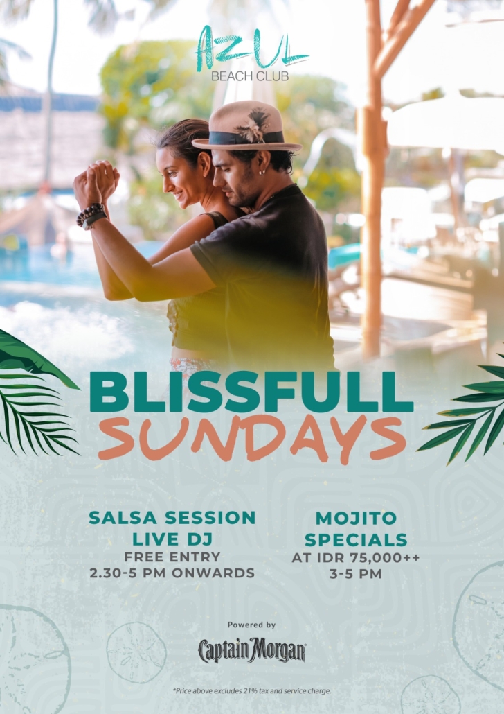 日曜午後は入場無料＋Mojito IDR 75K++。音楽と夕方前ドリンクを合わせやすい