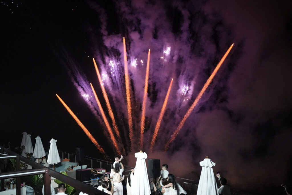 Klive Beach Club night fireworks deck