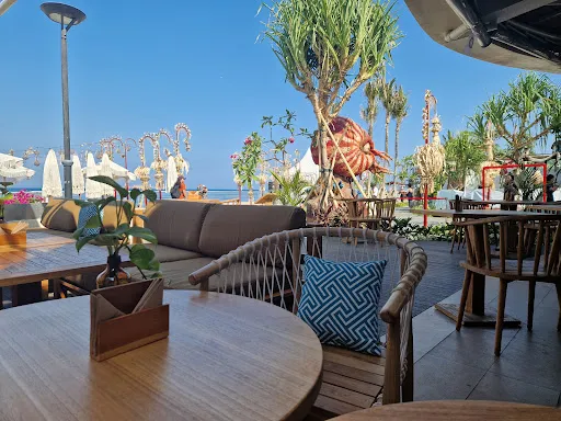 The Sand Beach Bar & Restaurant Sanur outdoor seating and seaside atmosphere