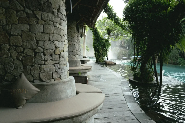 OMMA Dayclub waterfall and pool atmosphere