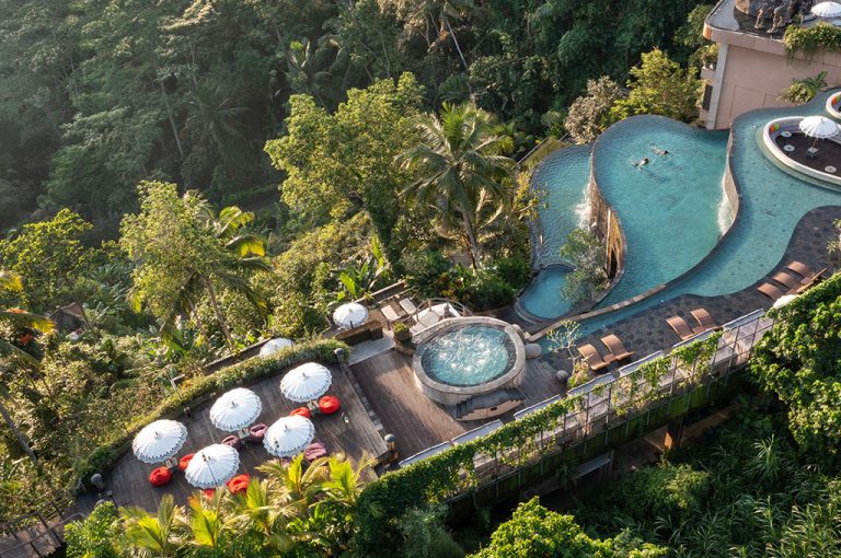 Three-level jungle pool overview at Wanna Jungle Pool & Bar